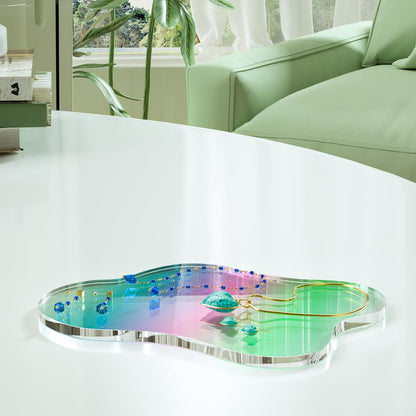Acrylic Coaster Decorative Plates, Irregular Bar Drink Coaster, Clear Cloud Shape Coffee Cup Coaster, Perfect for Tabletop Protection and Accessories Display.(Gold)