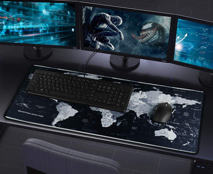 Large Extended Gaming Mouse Pad with Stitched Edges, (31.5X15.7In) Durable Non-Slip Natural Rubber Base, Waterproof Computer Keyboard Pad Mat for Esports Pros/Gamer/Desktop/Office/Home-Black