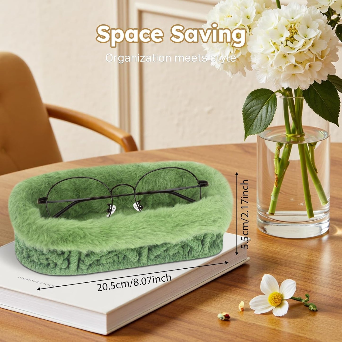 Glasses Holder,Anti-scratch Plush Lined Eyeglass Holder Stand for Nightstand Desk Storage Organizer