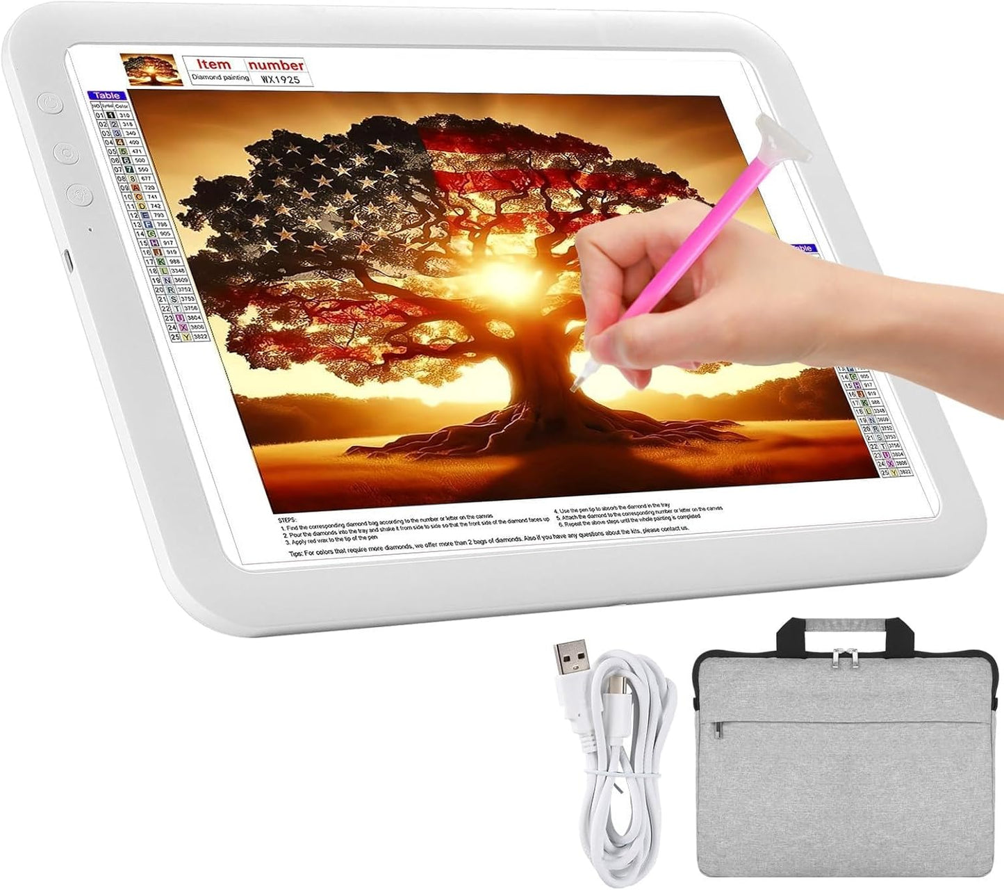 Rechargeable A4 LED Light Box with Carry Bag, elice Wireless Lightbox Drawing Light Table Light Pad Light Copy Board for Artist Sketching, Up to 8860 Lux Super Bright Lightpad for Cricut Weeding Vinyl