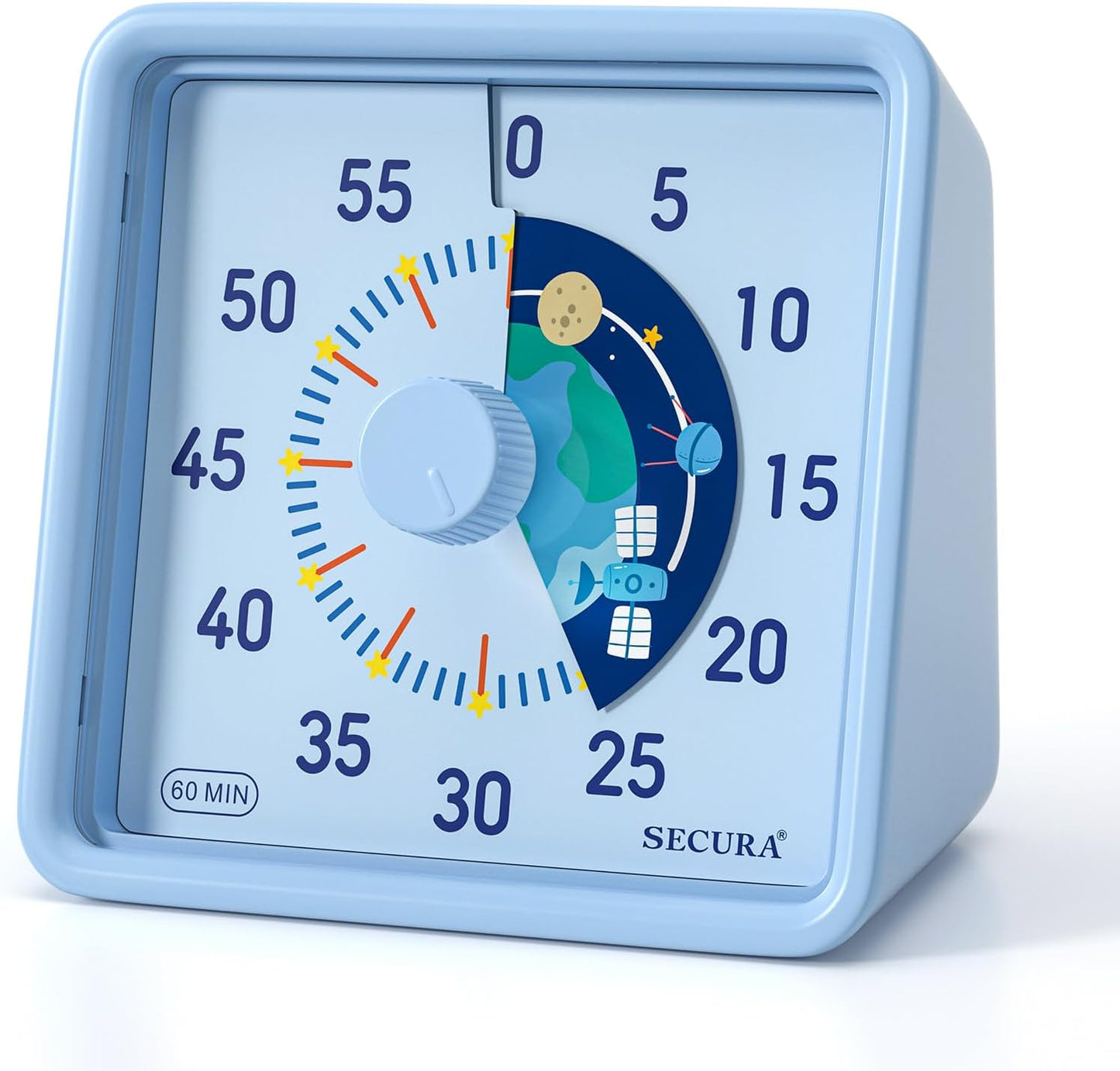 Secura 60-Minute Visual Timer for Kids, Time Clocks, Countdown Timer for Office Kitchen, Classroom Timer for Kids, Silent Time Management Tool (Navy Blue & Navy Blue)