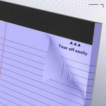 5 Pack Wide Legal Pads 11" x 9.5" Landscape Pink Purple Blue Green Yellow College Ruled Note Pad Narrow Ruled 30 Sheets per Notepad Perforated Writing Paper Thick Backboard Horizontal Pads of Paper