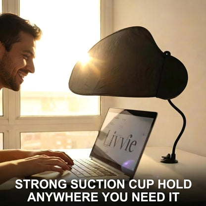 Livvie Cubicle Shade & Laptop Sun Shade for Working Outside — Adjustable Desk Shade Blocks Overhead Fluorescent Light & Window Glare — Foldable Cubicle Light Blocker for Light-Sensitive Workers