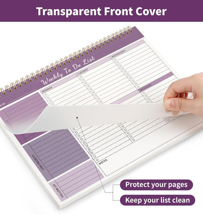 104 Pgs Weekly To Do List Notepad, 52 Duplex-Printed Undated Sheets 100 GSM（8.5"×11") Weekly Desk Planner For Work Home School Office Desk Accessories Supplies & Goal Setting Tasks - Green