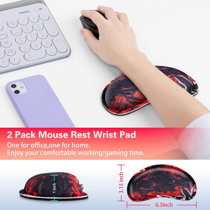 Mouse Wrist Rest, Canjoy 2 Pack Memory Foam Soft Fabric Mouse Wrist Rest Pad Support Cushion with Anti-Skid Rubber Base,Ergonomic Pain Relief Mouse Hand Rest (Black)