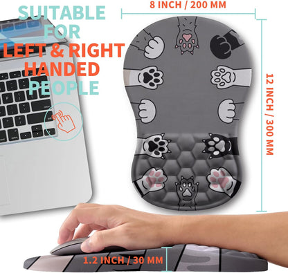 Ergonomic Mouse Pad Wrist Support with Memory Foam Massage Bulge, Carpal Tunnel Pain Relief Mousepad Wrist Rest for Mouse(12x8 inch, Silver Gray Light Purple)