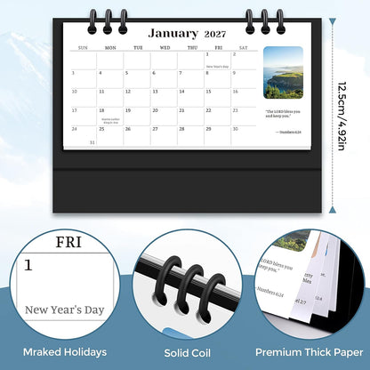 KONVINIT Small Desk Calendar 2026-2027, 6.3" x 3.1", 2026 Desk Calendar - Runs From January 2026 Until December 2027, 24 Months Mini Desktop Calendar for School, Home and Office Supplies