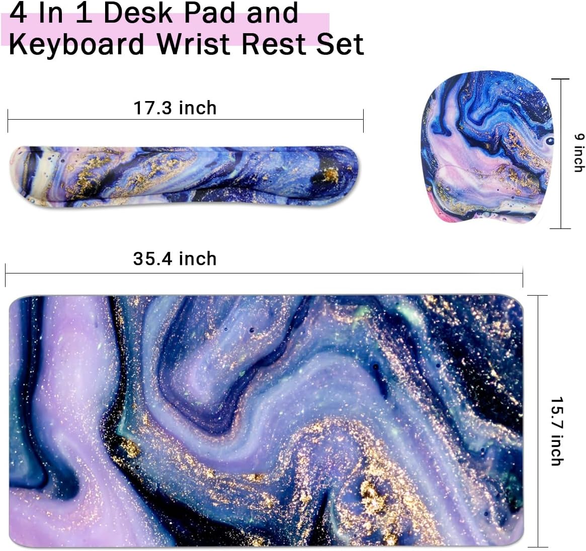 WB WEIRDBEAST Keyboard Wrist Rest Large Mouse Pad Wrist Support for Computer, 4 in 1 Memory Foam Keyboard Pad Desk Mat Ergonomic Hand Rest Wrist Cushion for Home Office Gaming-Pink