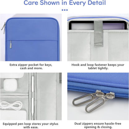 Dadanism 9-11 Inch Tablet Sleeve Padded Carrying Case for iPad (A16) 11th Gen 11", iPad 10th Gen 10.9", iPad Air M4/Pro M5 11", iPad Air 5/4, iPad 9/8/7th Gen, Galaxy Tab A11+ Plus 11", Blue