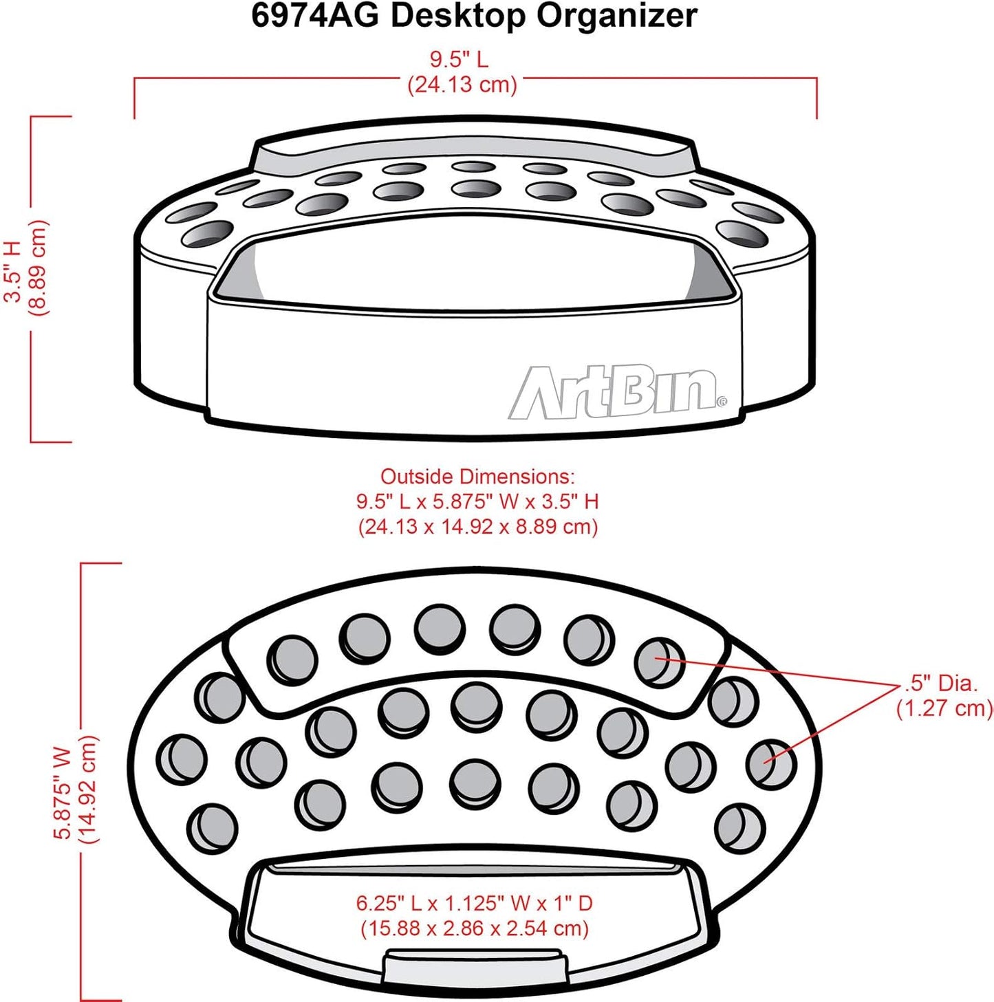 ArtBin 6974AG Desktop Accessory Storage with 24 Slots, [1] Art & Craft Organizer, White