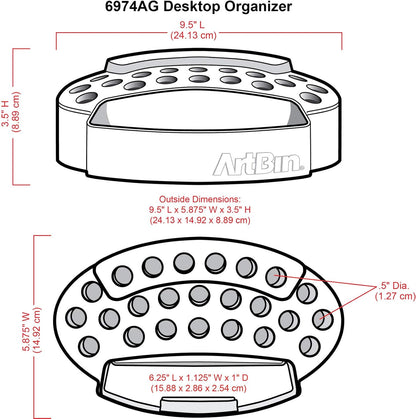 ArtBin 6974AG Desktop Accessory Storage with 24 Slots, [1] Art & Craft Organizer, White