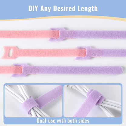 150PCS Cable Ties, 4+6+8+10 inch Multi-Colour Straps for Cable Management, Adjustable Fastening Cord Wraps, Multi-Purpose Reusable Hook and Loop for Home, Office and Garage