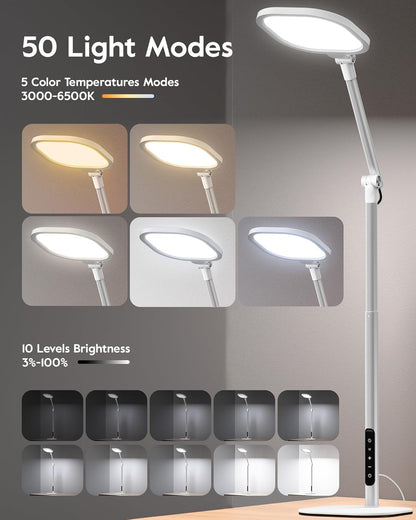 LitONES Led Desk Lamps for Home Office with Base, Tall Desk Lamp with 50 Light Modes & Memory and Timer Func Computer Light, Flexible Adjustable Table Lamps for Video Conference, Architect