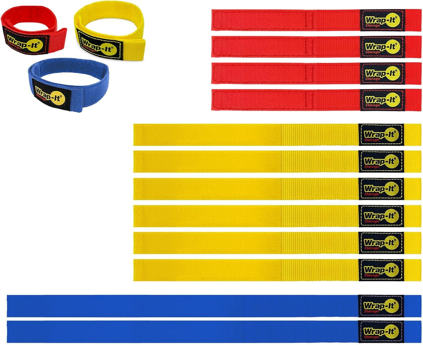 Quick-Straps by Wrap-It Storage - Assorted 20-Pack Black - Hook and Loop Hose and Cable Organizers