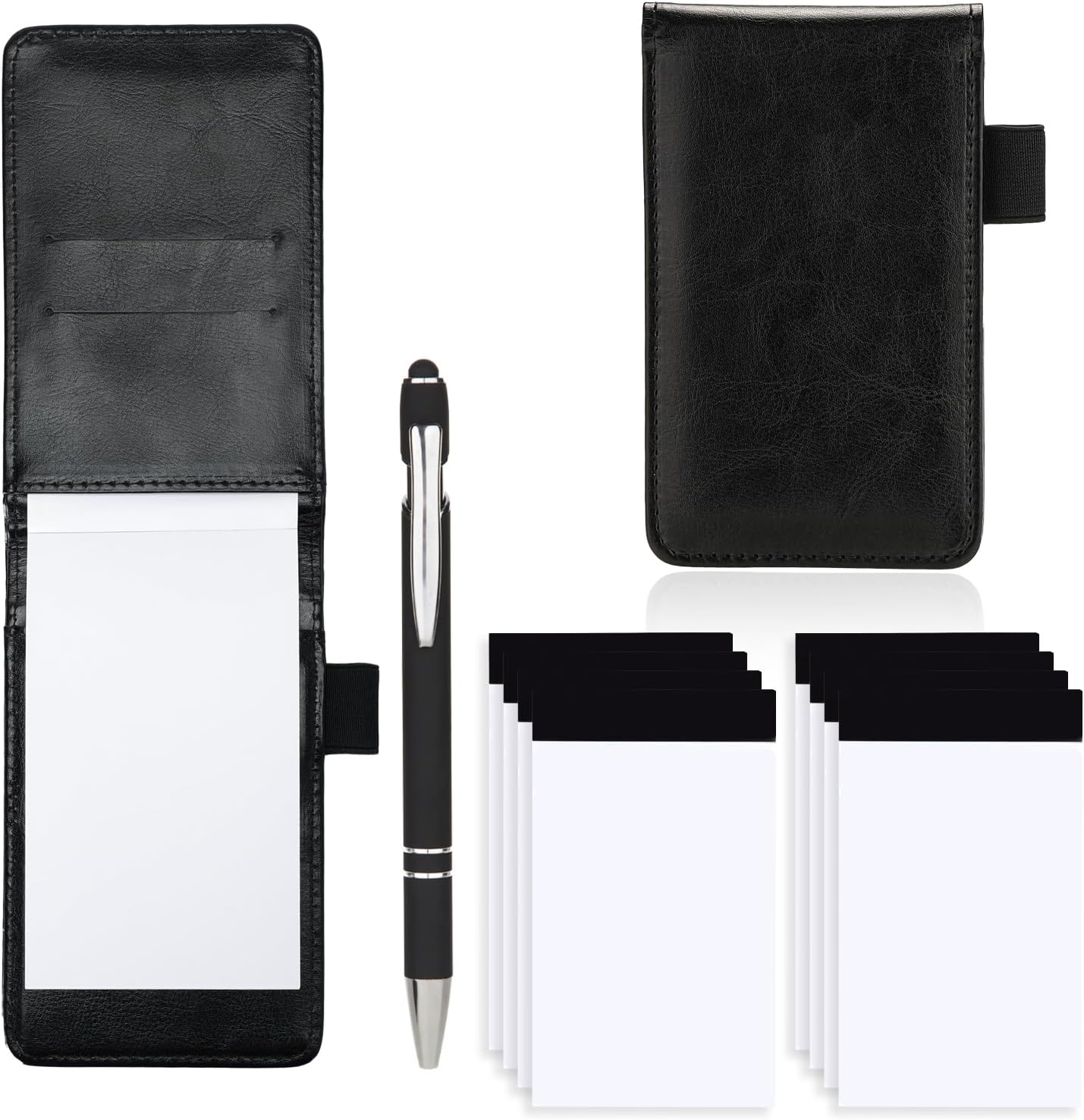 Camelmother 10 Pieces Small Notepad Holder Set Pocket Notebook 3 x 5 Inch with Pen