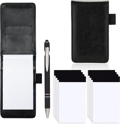 Camelmother 10 Pieces Small Notepad Holder Set Pocket Notebook 3 x 5 Inch with Pen