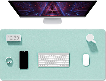Auhoahsil Felt Desk Mat, Minimalist Large Mouse Pad XXL 35.5 x 15.7 in, Desk Matt for Desktop, Keyboard, Laptop, Computer, Office, Work from Home, Gaming, White