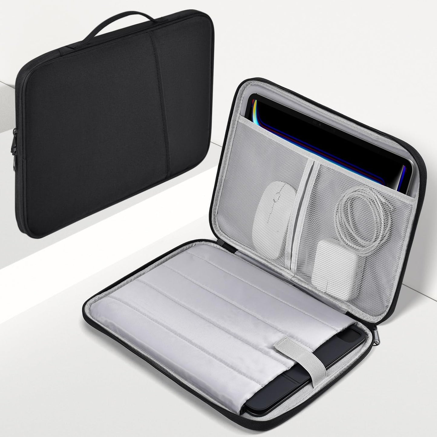 13 inch iPad Pro Case, Padded Travel Carrying Sleeve for iPad Pro 13-in M5 M4 & iPad Air 13-in M2 M3 M4(2026) w/Magic Keyboard, Water-Resistant Shockproof iPad Soft Bag Cover Accessory Pocket -Black