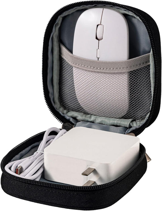 Mini Travel Carry Storage Case, Portable Charger Case Organizer, Small Pouch Compatible with MacBook Power Adapter, Tech Bag for Laptop Accessories Cables, Cords, USB Drives, Power Bank, Earphones