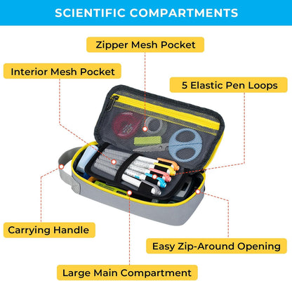 ECHSRT Big Pencil Case, Aesthetic Portable Zipper Pencil Bag with Hidden Pocket, Special Pouch for Men Women Adults, Stationery Organizer Pen Cases for Office Travel,Black
