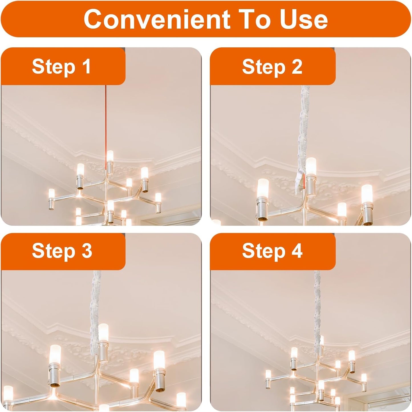 2-Pack Natural Linen Fabric Cord Cover & Chandelier Chain Sleeve – 6 Ft Wire Hider, Cable Concealer, and Light Fixture Cover for Cable Management (Bleached Linen, 2-Pack)