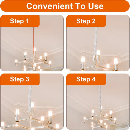 2-Pack Natural Linen Fabric Cord Cover & Chandelier Chain Sleeve – 6 Ft Wire Hider, Cable Concealer, and Light Fixture Cover for Cable Management (Bleached Linen, 2-Pack)