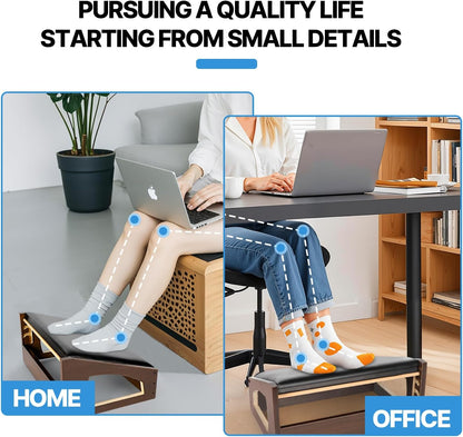 Ergonomic Foot Rest, 4 Adjustable Height Foot Stool,Footrest Under Desk， Soft Cushions,Foot Rest Office,Improving Posture, Promoting Blood Circulation（Natural）