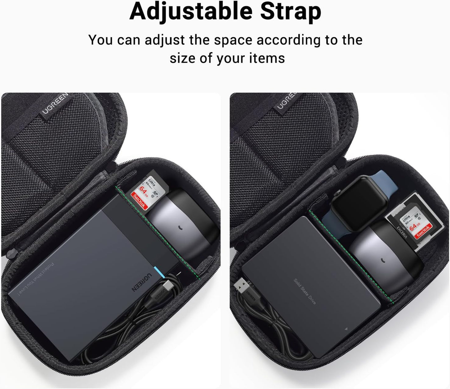 UGREEN Electronic Organizer Travel Case Pouch Bag Accessories Portable Waterproof Storage Bag Travel Essentials with Cable USB Flash Drive Charger External Battery Memory Card