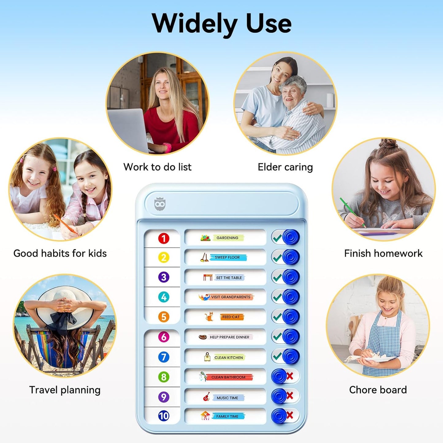 Chore Chart for Kids, Checklist Planning Board with Sliders, 19 Personalizable Sheets and Magnetic Marker, ADHD Tools for Kids to Do List Routine Chart Visual Schedule Board with Stand