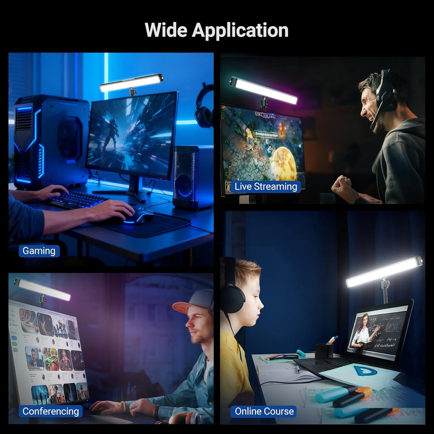NEEWER Dual Sided RGB LED Streaming Key Light, Smart Desk Lamp Compatible with Alexa Google Assistant for Gaming Video Conference, 16 Million Colors, 2700K-7000K/CRI97+ Studio Tube Lighting, NG01