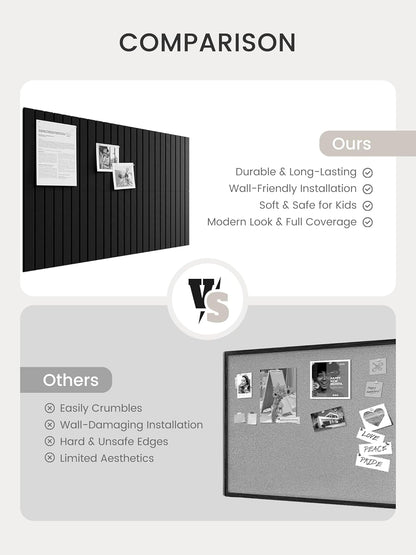 Bumusty Large Cork Board Alternative-48 x 36" Felt Bulletin Board Tiles, with 30 Pushpins, 70 Adhesive Tabs, Fine-Stripe 12-Pack, Cork Boards for Office Push Pin Board Felt Board-Oatmeal