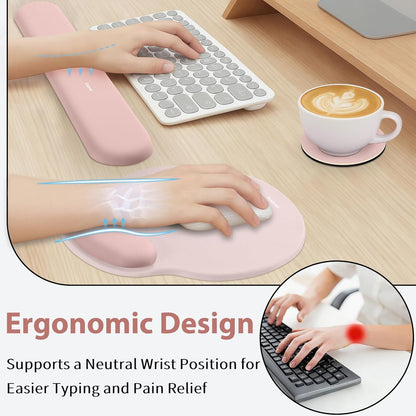Sushret Mouse Pad and Keyboard Wrist Rest, 3-in-1 Gel Memory Foam Ergonomic Mouse Pad with Wrist Rest Set,Gaming Mousepad Arm Cushion Support for Computer Office Desk Accessories Cute Setup,Sage Green