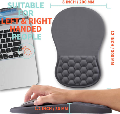 Ergonomic Mouse Pad Wrist Support with Memory Foam Massage Bulge, Carpal Tunnel Pain Relief Mousepad Wrist Rest for Mouse(12x8 inch, Silver Gray Light Purple)