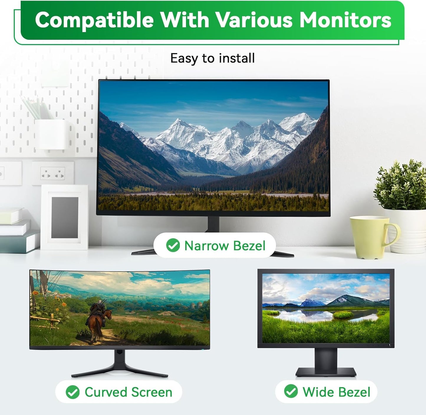 [2 Pack] Magnetic Hanging 24 Inch Computer Anti Blue Light Screen Protector for 16:9 Aspect Ratio Widescreen Monitor, Eye Protection Anti-Glare Light LED PC Screen Protector, Removable 24 in Protective Film
