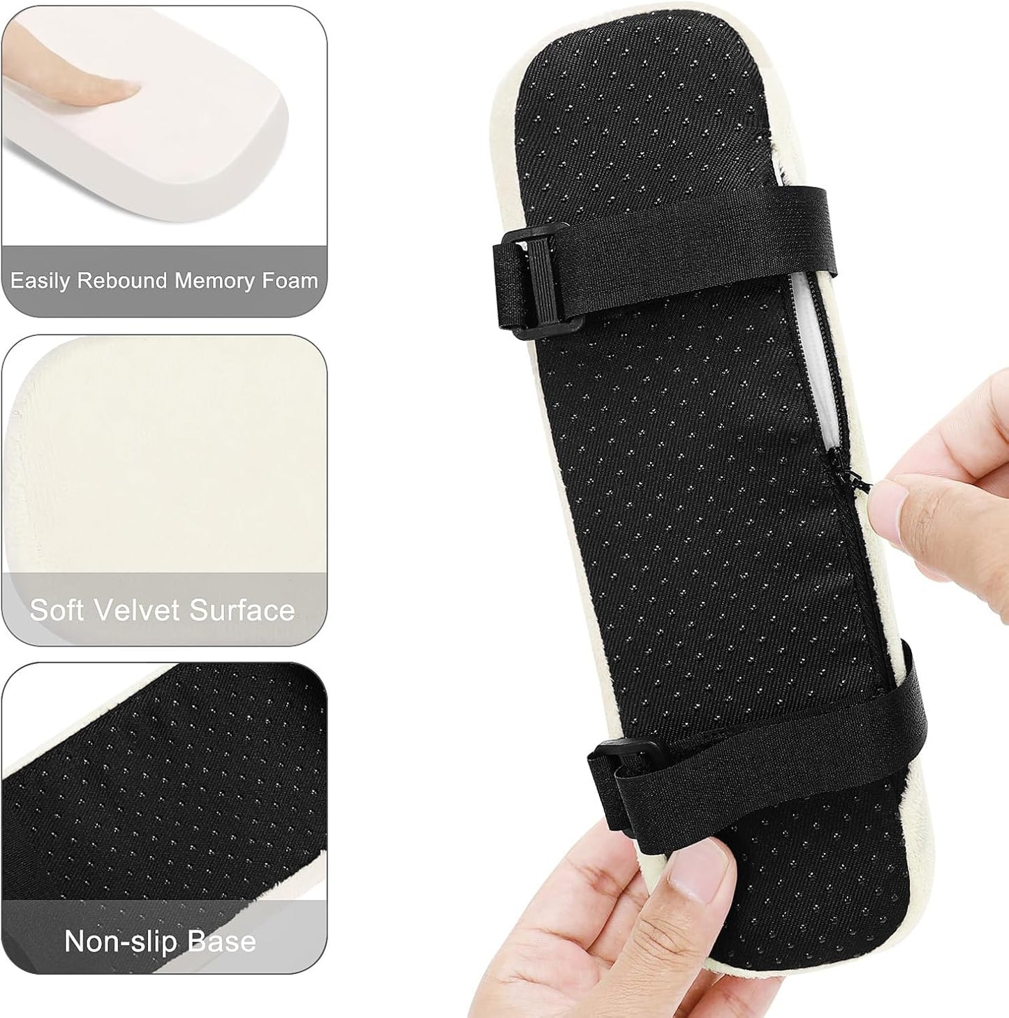 MOSISO Chair Armrest Pads (2 Pack), Memory Foam Home/Office Chair Arm Rest Covers Comfy Computer Gaming Elbow Cushion Removable Washable Elbow Support Forearm Pressure Relief, Black