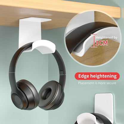 Gmae Headphone Stand for Desk Mini Headset Hanger Holder with Strong Adhesive Headset Stand Headphone Holder (Under Desk White)