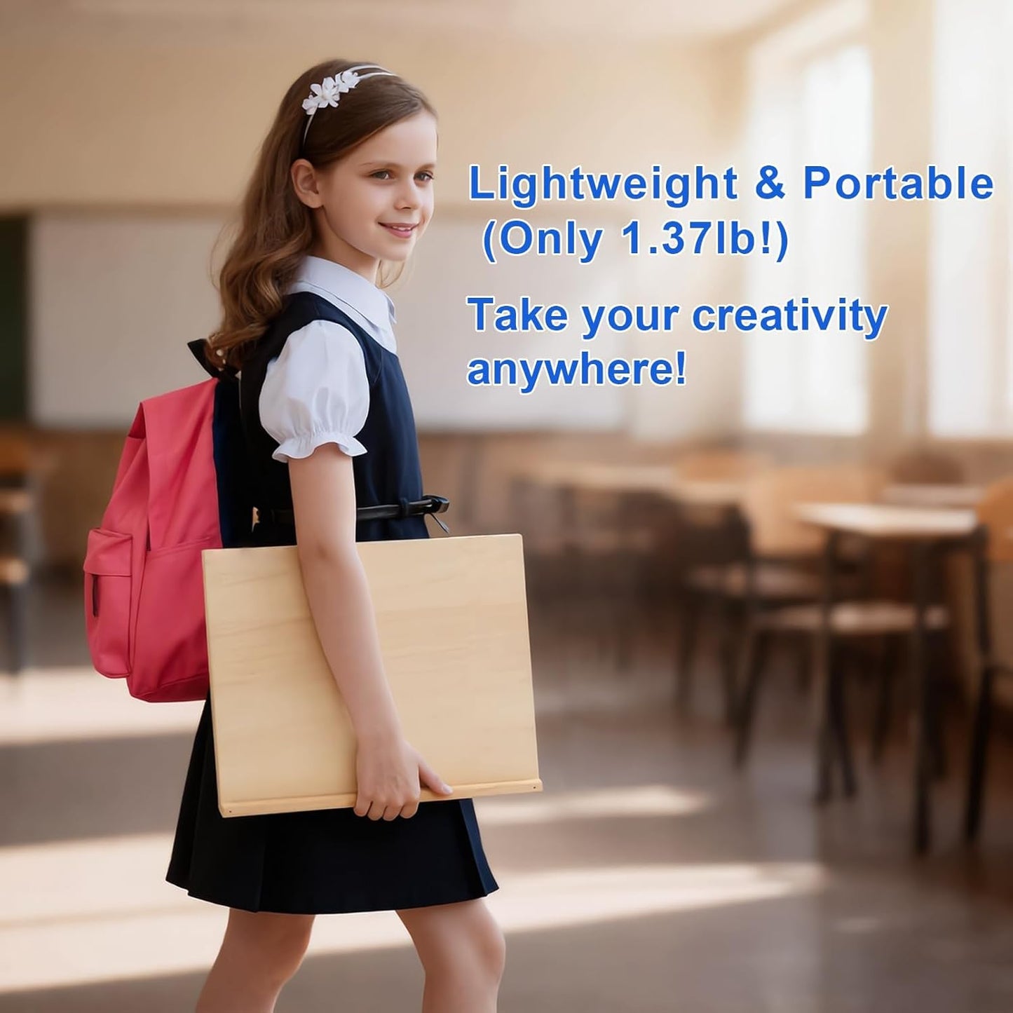 Kids Tabletop Art Easel with Paper Roll Dispenser | Adjustable Portable Desk & Table Top Painting Drawing Stand (13.8" x 11.4", Without Paper Roll)