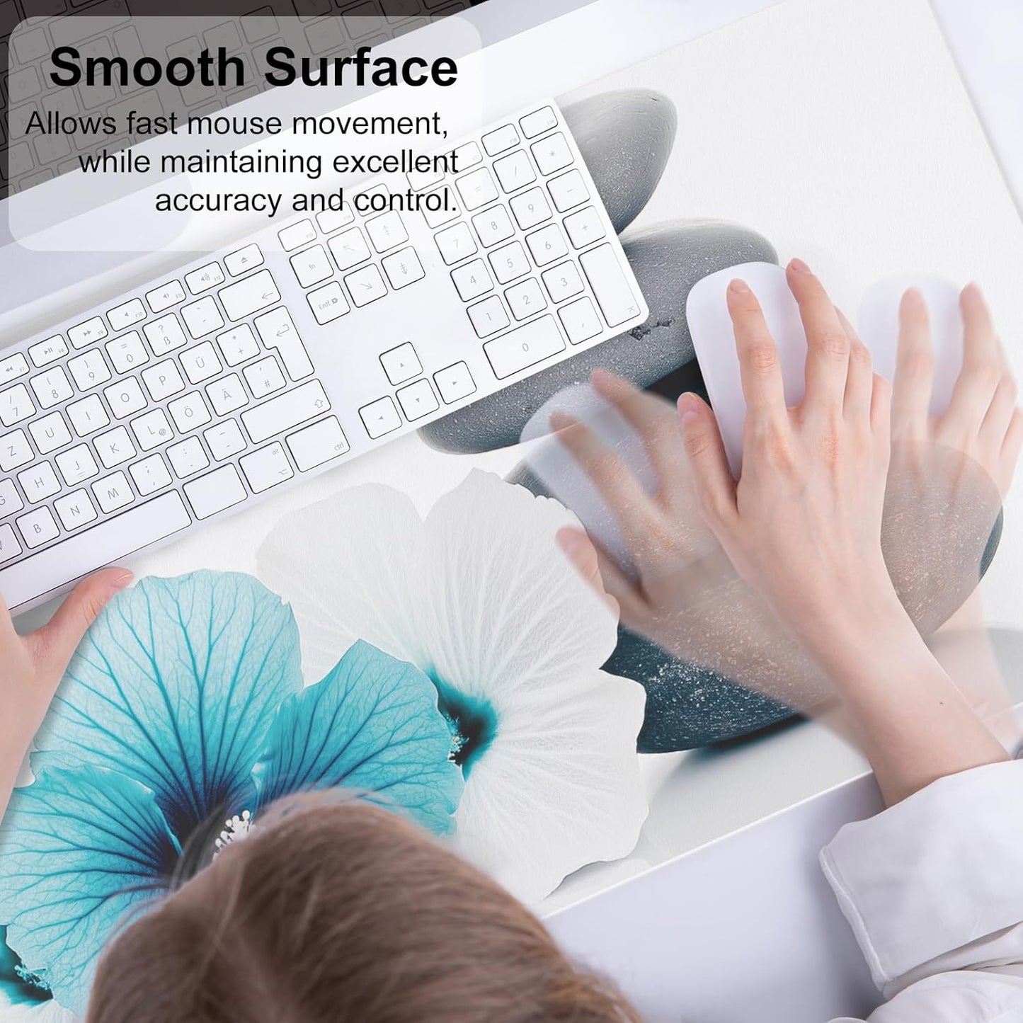 QIYI Large Mouse Pad, Cute Pink Desk Mat for Desktop, Women Girls PU Leather Desk Pad Waterproof Gaming Mousepad, Rose Gold Marble Computer Protector Writing Pad for School Office Home 31.5" x 15.7"