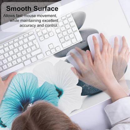 QIYI Large Mouse Pad, Cute Pink Desk Mat for Desktop, Women Girls PU Leather Desk Pad Waterproof Gaming Mousepad, Rose Gold Marble Computer Protector Writing Pad for School Office Home 31.5" x 15.7"