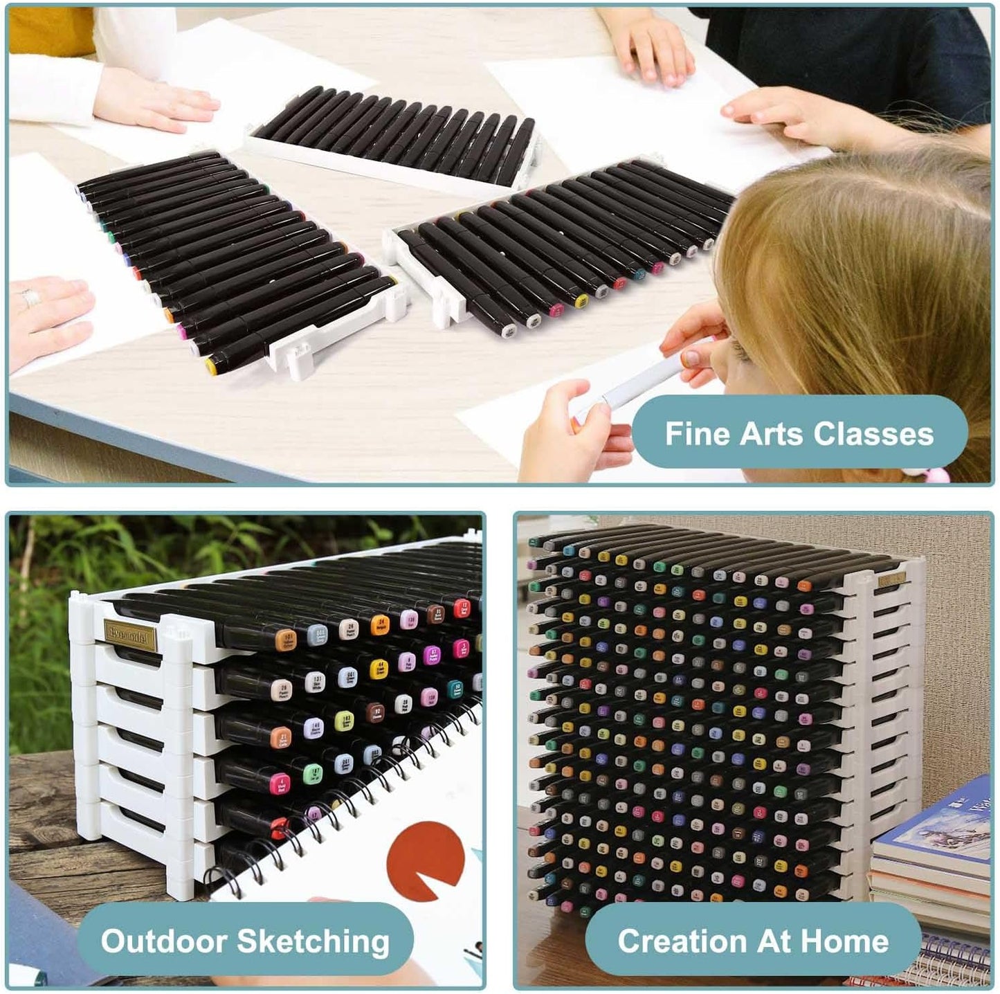 Universal 6 Layers Tray Universal Marker Storage Rack, Penholder Display for 90 Pens SN01 Pencil Organizer Holder for Desk (Clear-6 layers)