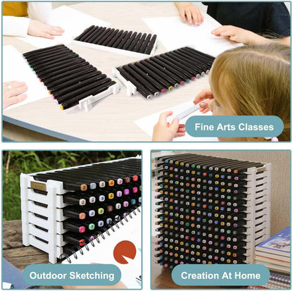 Universal 6 Layers Tray Universal Marker Storage Rack, Penholder Display for 90 Pens SN01 Pencil Organizer Holder for Desk (Clear-6 layers)