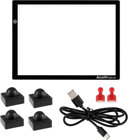 Acurit Artist Designer Light Up Tracing Pad Bundle, Includes 1 Portable LED Trace Light Pad and 4 Adjustable Angle Clips for Tattoo Drawing, Streaming, Sketching, Animation, Stenciling