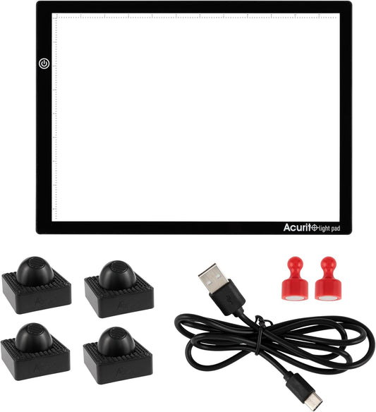Acurit Artist Designer Light Up Tracing Pad Bundle, Includes 1 Portable LED Trace Light Pad and 4 Adjustable Angle Clips for Tattoo Drawing, Streaming, Sketching, Animation, Stenciling