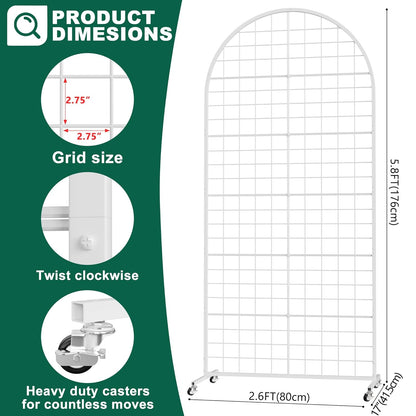 Asee'm Grid Wall Panels Display Stand 2' x 5.2' FT Black Movable Wire Grid Wall Display Rack Heavy Floorstanding Detachable Girdwall Panel with T-Base for Craft Show Rack, Retail Displays 1PCS