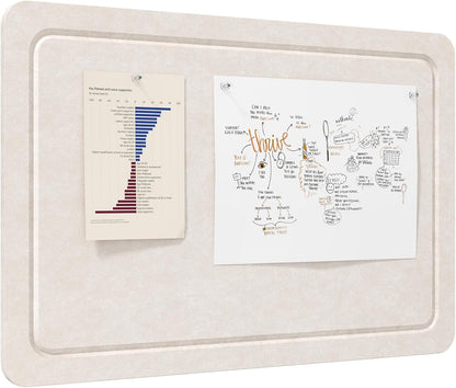 Lifewit Cork Board Alternative,22.4"x 14.8" Bulletin Board with Self-Adhesive,Foldable Decorative Felt Pin Board Vision Board Message Board with 20 Pushpins for Office Wall Decor, Room Decor, Oatmeal