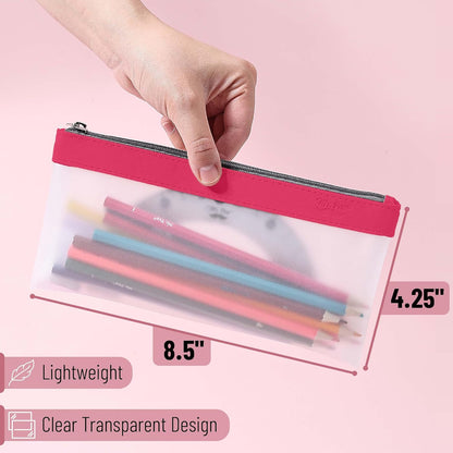 Mr. Pen- Clear Pencil Pouch, 8.50"x4.25", 3 Pack, Durable TPU Material, Medium Water-Resistant Pencil Bags with Smooth Zipper, Multipurpose Clear Pouch for Stationery, School, Office, Travel Supplies