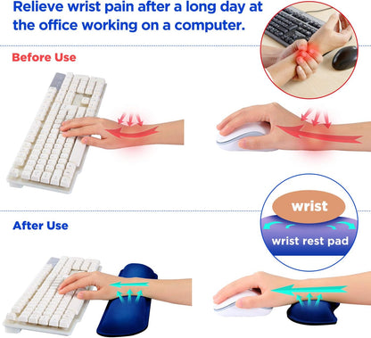 Gimars Upgrade Enlarge Silky and Superfine Fabric Gel Memory Foam Keyboard Wrist Rest Set, Ergonomic Keyboard Mouse Wrist Support for Typing Pain Relief, Comfort for Office, Gaming, Computer, Black