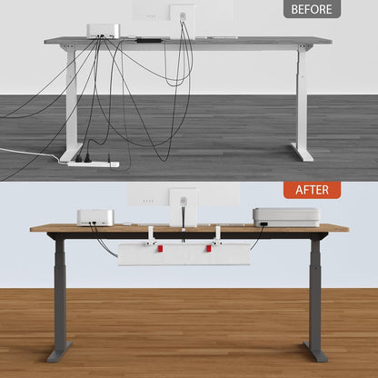 Univivi No Drill Under Desk Cable Management Tray, 36" Cord Organizer for Table, Clamp/Screw Mount Desk Cable Management, Premium Fabric Cable Management Tray for Office, Home
