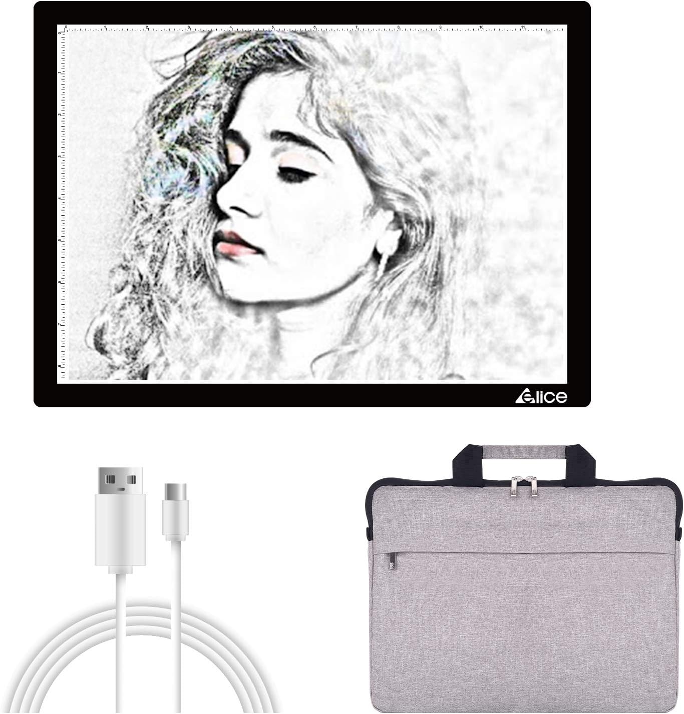 Rechargeable A4 Light Pad with Innovative Stand and Top Clip, Elice Wireless Bright Light Tracing Board Portable LED Artcraft Tracer Box for Artists, Drawing, Cricut Weeding Vinyl, Diamond Painting