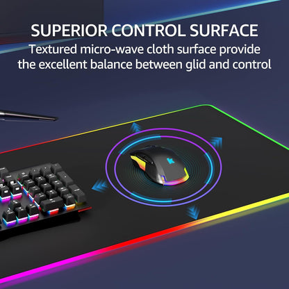 KTRIO Large Gaming Mouse Pad Desk Mat, Superior Micro-Weave Cloth for Precise Mouse Control, Non-Slip Rubber Base, Stitched Edges, Water-Resistant, for Gamer, Office & Home, 31.5" x 11.8" inches